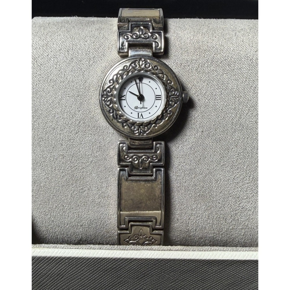 Brighton Montreal Women's Silver Tone Watch Ornate Bracelet Quartz Untested